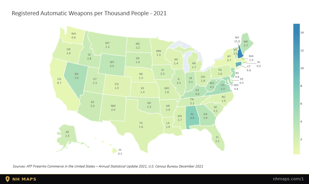 Registered Automatic Weapons per 1,000 People