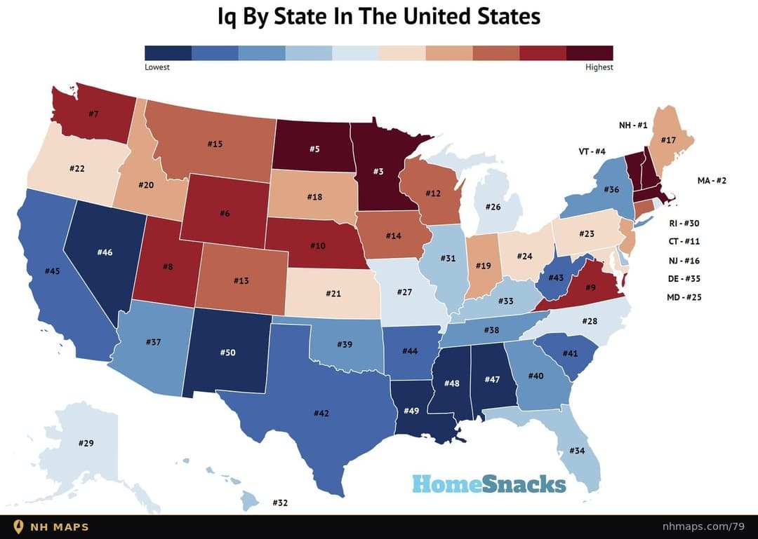 Average IQ by State