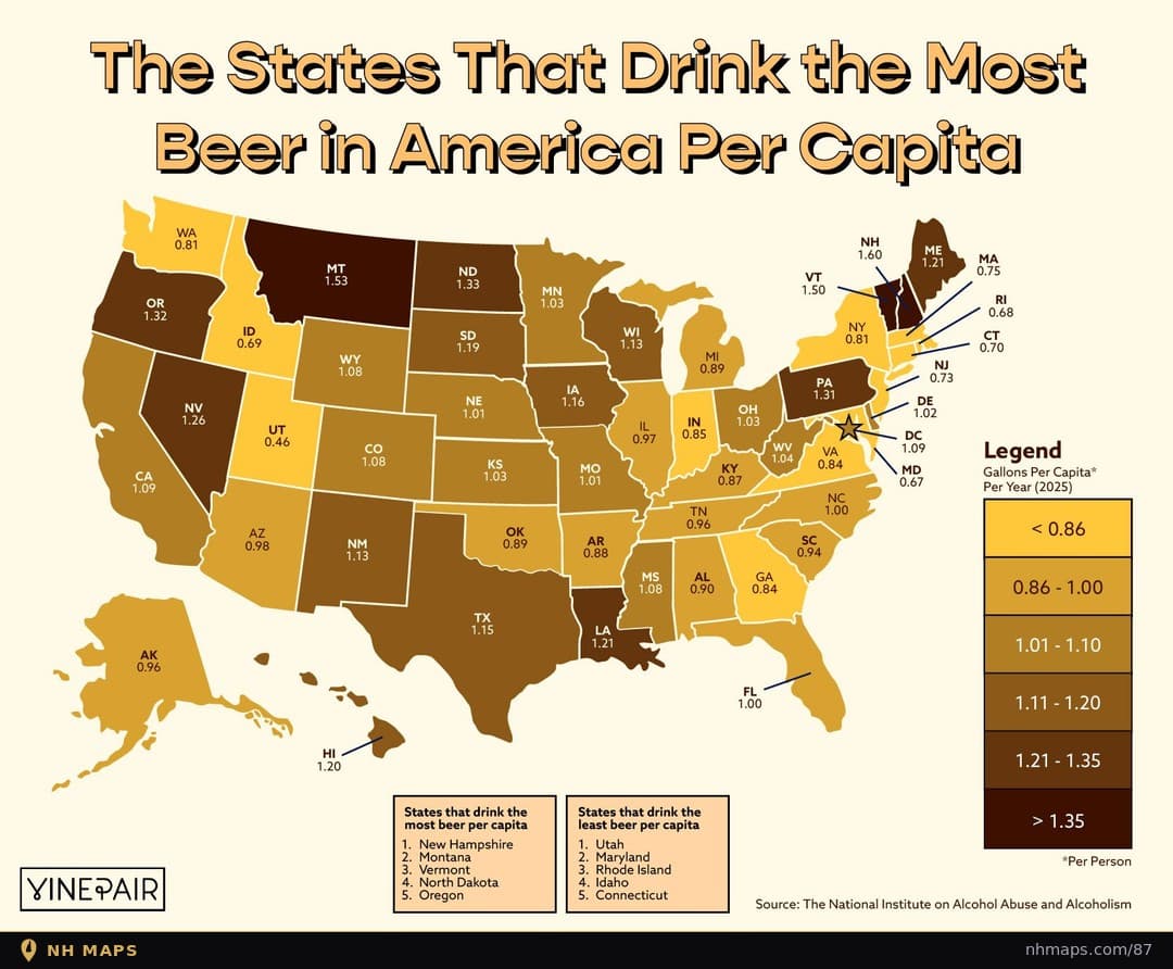 Beer Consumption Per Capita (2025)