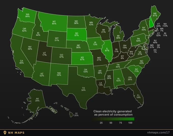 Clean Electricity Generated as a Percentage of Consumption