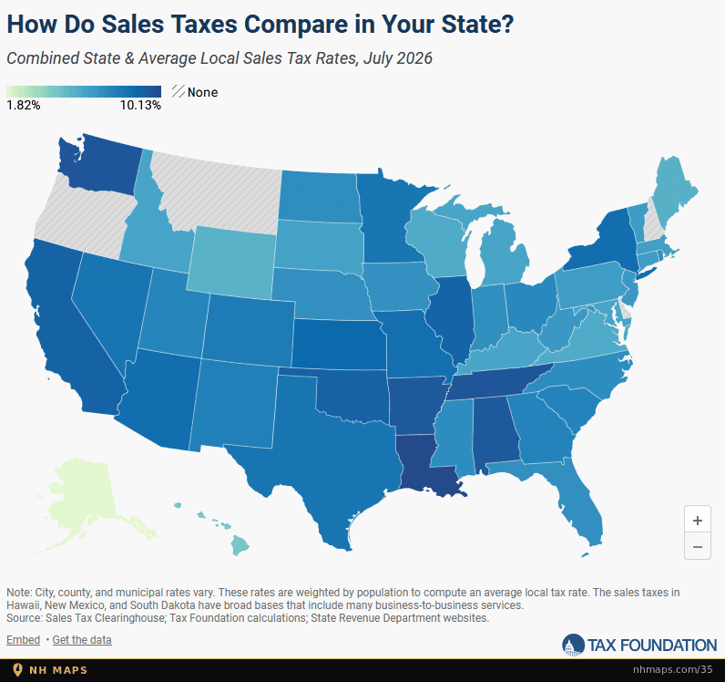 Combined State & Local Sales Tax Rates (July 2026)