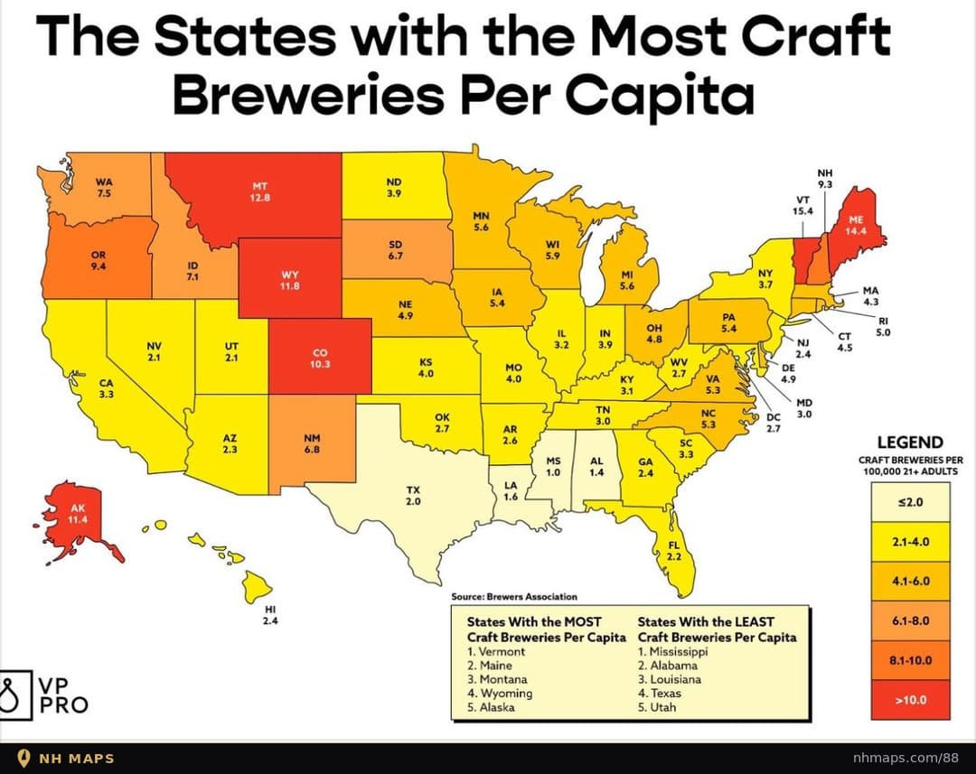Craft Breweries Per 100,000 Adults