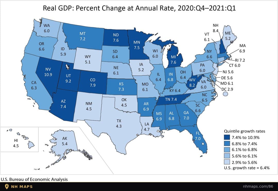 Real GDP Growth, Annualized (2020:Q4-2021:Q1)