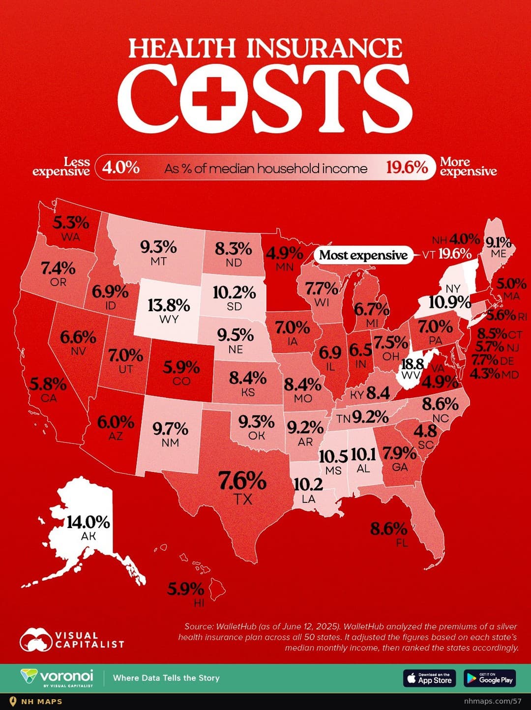 Health Insurance Cost as Share of Income (2025)