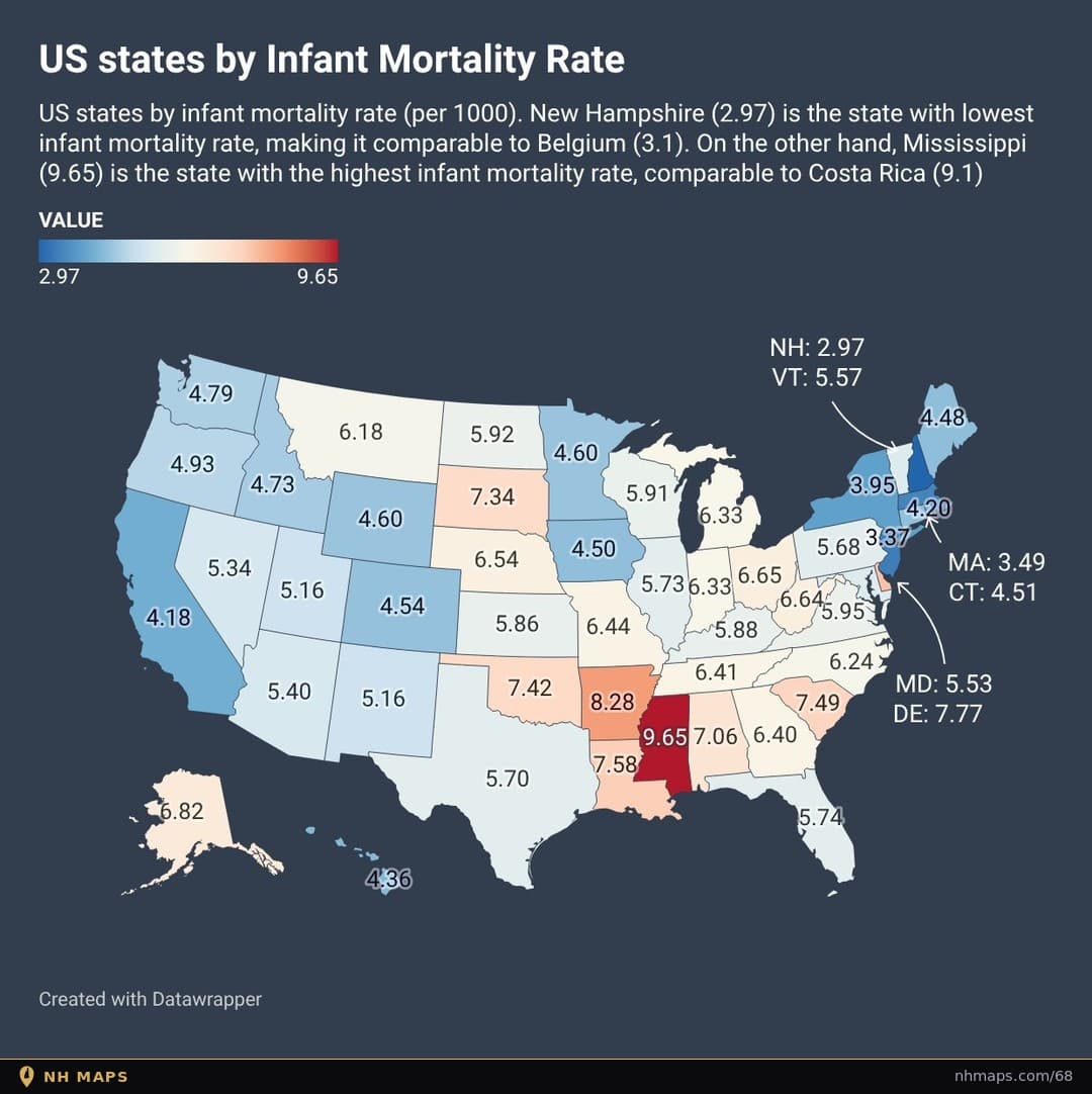 US States by Infant Mortality Rate (per 1,000)