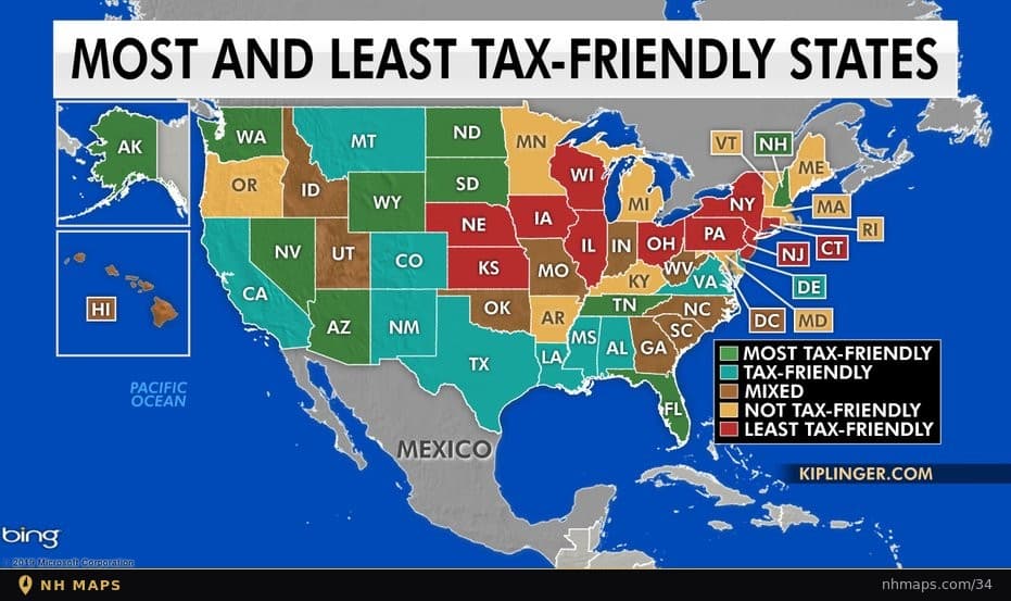 Most and Least Tax-Friendly States