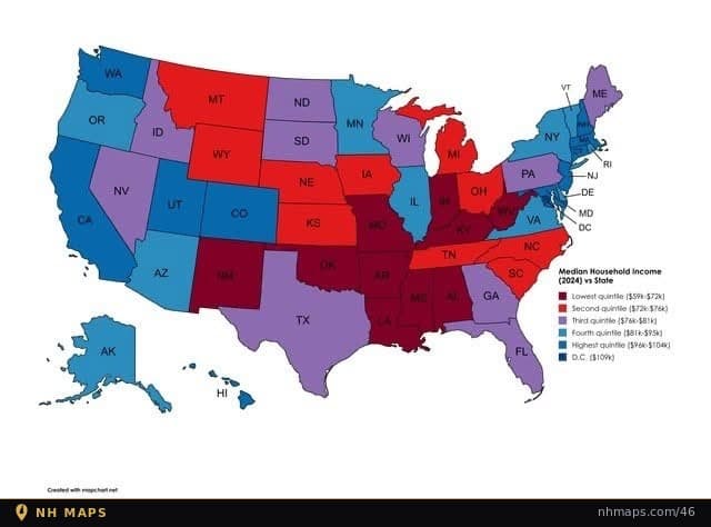 Median Household Income by State (2024)