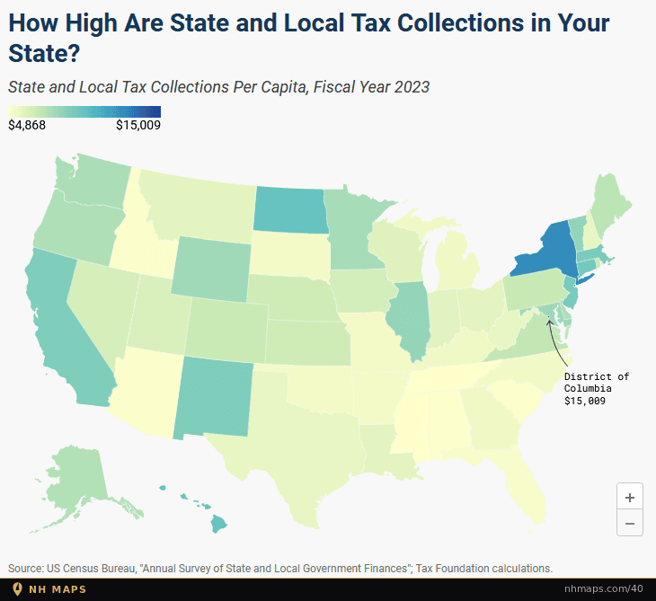 State and Local Tax Collections Per Capita (FY 2023)